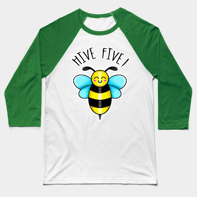 Kawaii Bee Hive Five Baseball T-Shirt by bolincradleyart